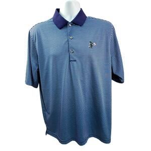 Donald Ross Polo Witch on Broom Embroidery Medium Blue stripe 100% polyester